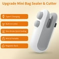 thumbnail image 5 of Hulmay Mini Bag Sealer, Upgraded 2 in 1 Heat Resealer with Cutter and Magnet, Rechargeable USB-C Sealer Machine for Chip, Plastic Bags, Snack (2pcs), 5 of 7