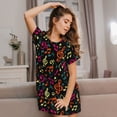 thumbnail image 3 of Rocae Music Notes for Nightgowns for Women Sleep Shirts Short Sleeve Nightshirt Pullover Nightdress, 3 of 6