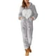 thumbnail image 1 of Gibobby pantalones de yoga Pijama de manga larga de lana artificial para mujer, mono holgado con capucha y cremallera de Color sólido informal, pijama informal de invierno cál(Gris， XXXL), 1 of 4
