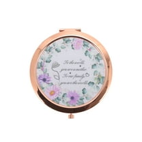 Unique Bargains 1 Pc Ultra Thin Makeup Mirror for Travel Vacation Rose Gold Tone Metal Glass