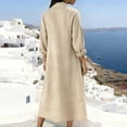 thumbnail image 4 of HAPIMO Women Maxi Dress With V Neck Puff Sleeves Side Pockets For Daily Wear And Vacation Khaki M, 4 of 5