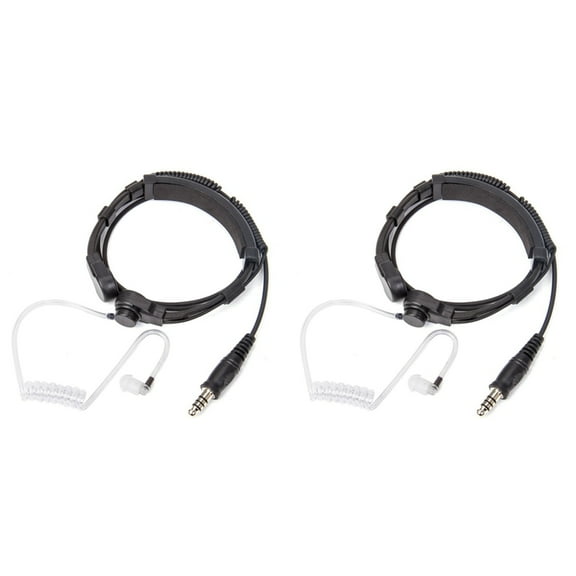 2X Telescopic Heavy Duty Throat Vibration Mic Headphone Plug for Walkie Talkie Radio