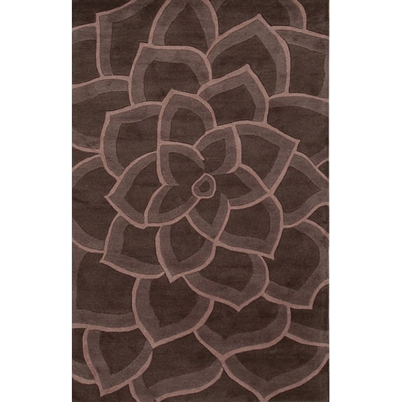EORC Brown Hand-Tufted Wool Transitional Wiled Tufted Rug, 5' x 8'-Color:Brown,Material:Wool