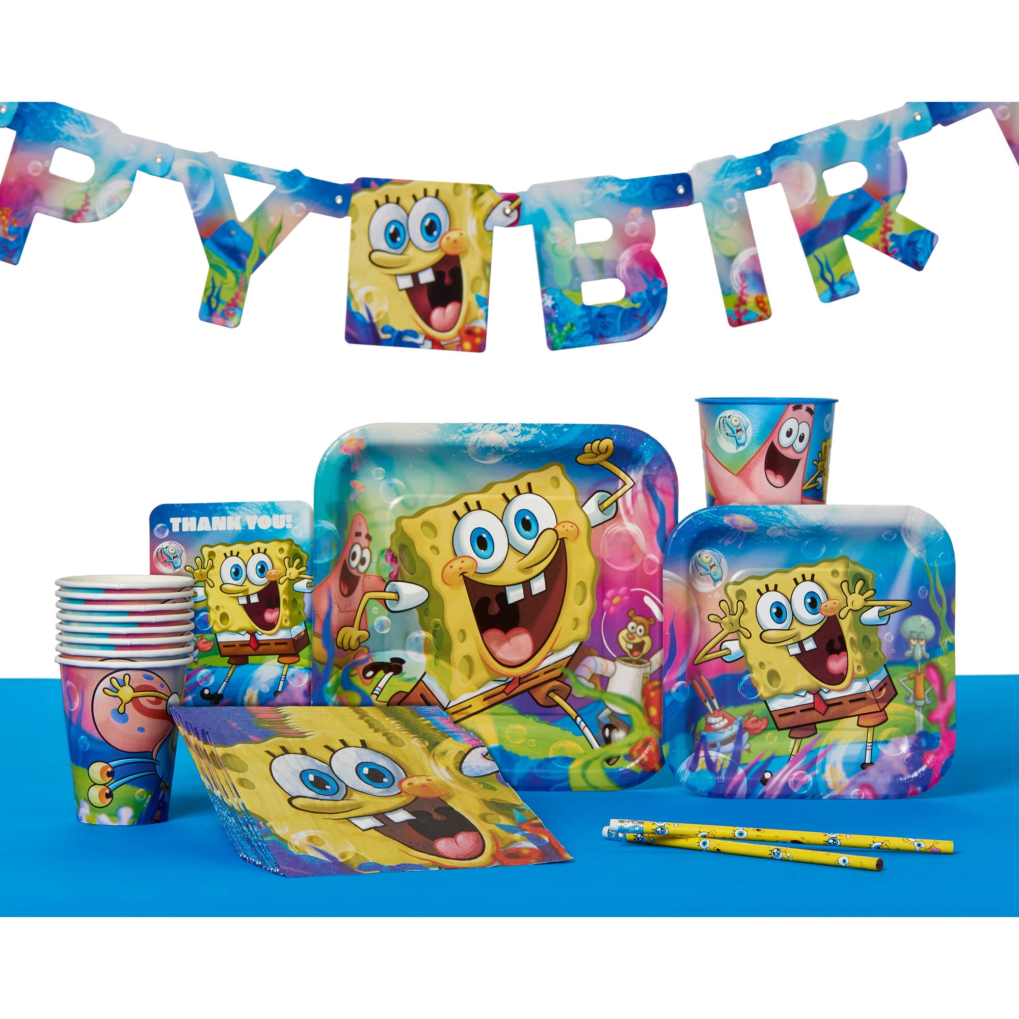 9 Spongebob Squarepants Square Paper Party Plate 8ct Walmart Com