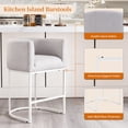 thumbnail image 6 of ClinQ Counter Height Bar Stool Set of 2, 26 in Fabric Upholstered Seat, Metal Legs for Indoor Dining Room and Kitchen Island, Lightgrey & White Leg, 6 of 6