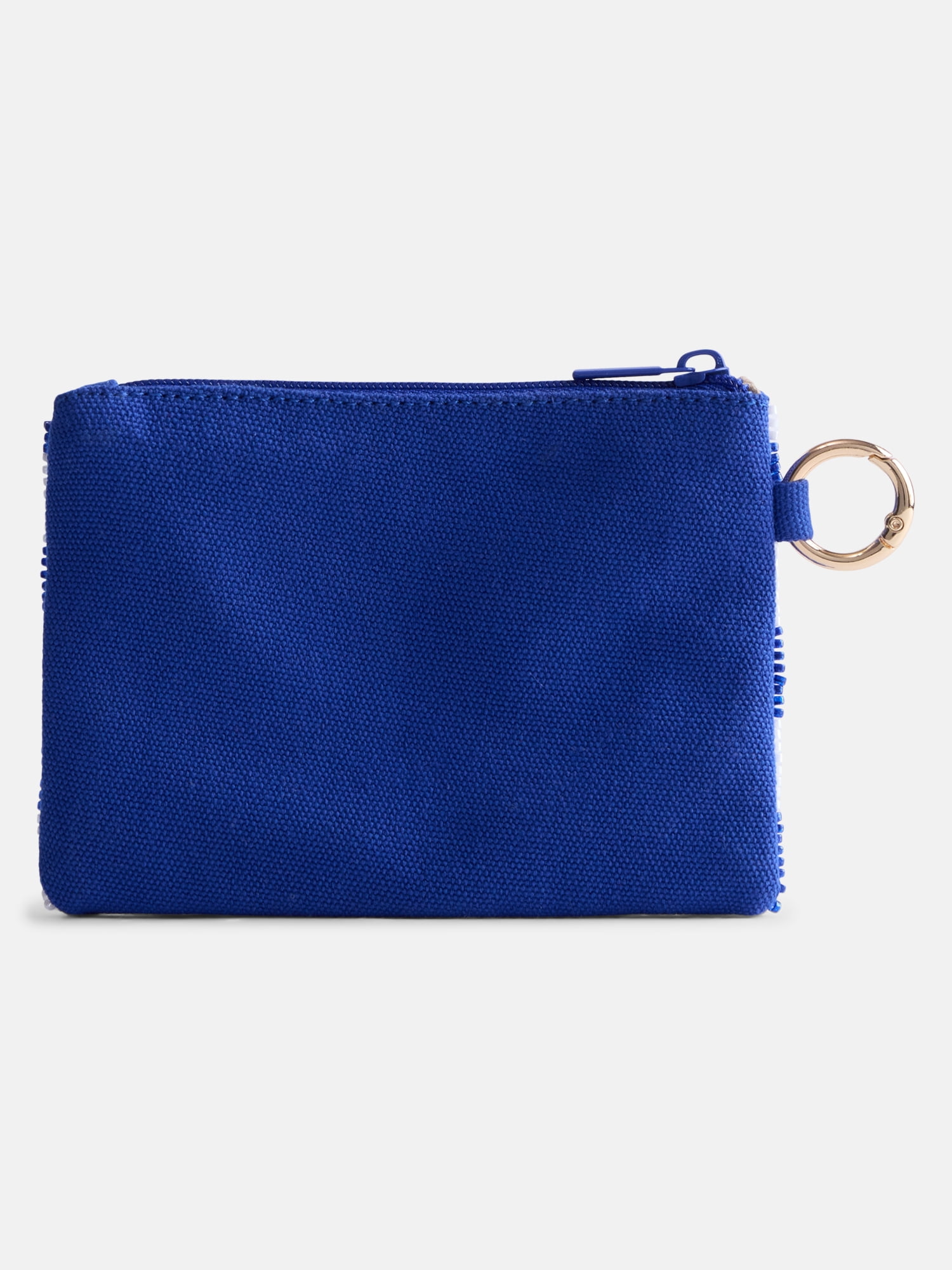 No Boundaries Women’s Game Day Checkered Beaded Pouch, Blue Checkered