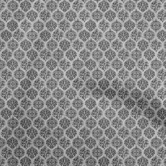 oneOone Polyester Spandex Gray Fabric Asian Batik Ogee Craft Projects Decor Fabric Printed By The Yard 56 Inch Wide