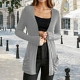 thumbnail image 2 of UJNDER Women's Long Sleeve Solid Color Knit Cardigan Mid Length Open Front Sweater Coat with Pockets for Fall Winter Casual Outfits Light Gray XXL, 2 of 6