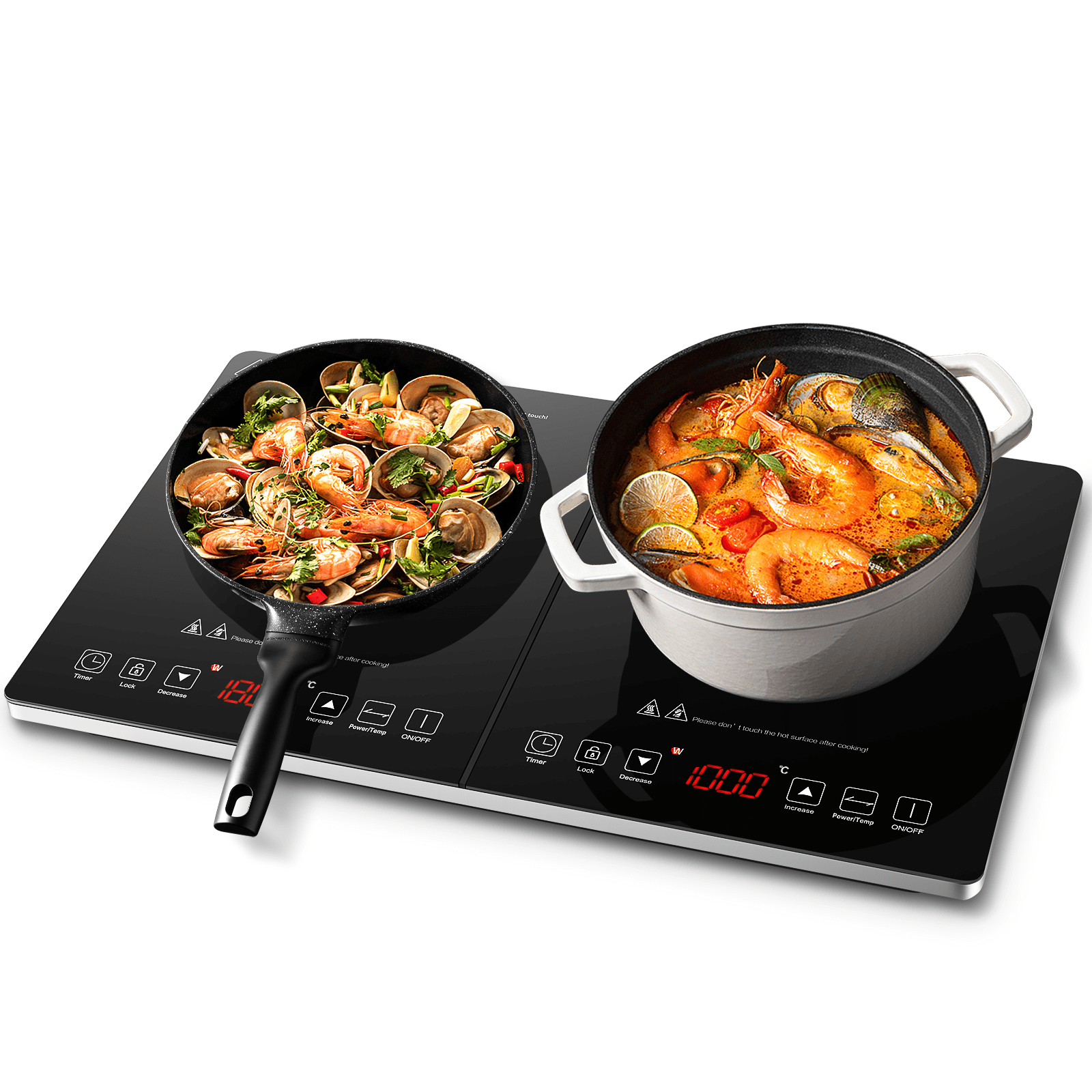 Sunmaki Portable Double Induction Cooktop, 1800W Electric Countertop Stoves with Sensor Touch for Cooking