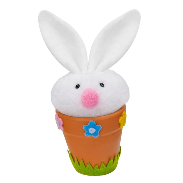 Decoración de conejito de Pascua, maceta, figura de conejo, adorno de escritorio, estatua de conejo conejo blanco