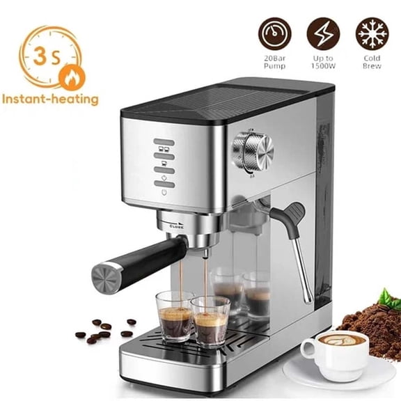 Auseo Espresso Machine with Milk Frother, 20 Bar Pressure Espresso Maker | with 1.4L Removable Tank, Coffee Machine Hot & Iced for Home, Office