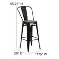 thumbnail image 5 of Flash Furniture Lily 30" High Black Metal Barstool with Back and Wood Seat, 5 of 11