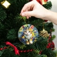 thumbnail image 6 of Funny Christmas Ornament,Geometric - Style Calico Cat,Xmas Round Ceramic Pendant, 6 of 6