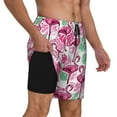 thumbnail image 2 of Kdxio Flamingo Print Men's Swim Trunks with Compression Liner 7 Inch Inseam Quick Dry Swim Shorts, 2 of 7