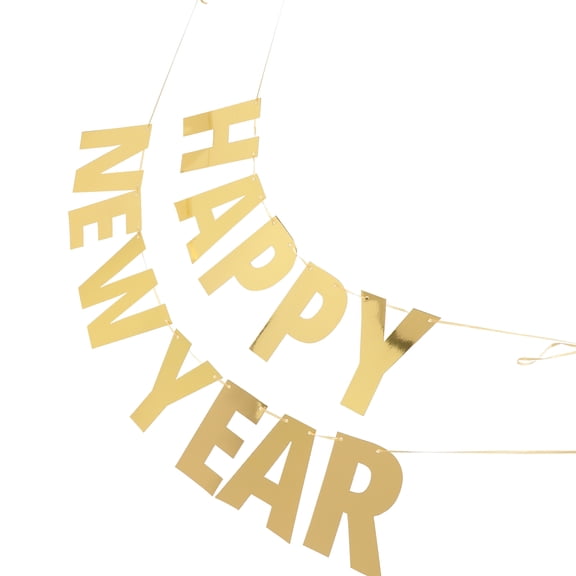 ELAYARD 1Set Elegant Golden New Year Bunting Banner for Holiday Celebration Decor