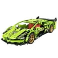 thumbnail image 1 of 405 PCS Car Building Blocks Set, 1:18 Scale Purple Lamborghini Super Car Model with Pull-Back Motor - BLK-080, 1 of 4