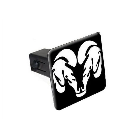 Ram Head White On Black Tow Hitch Cover