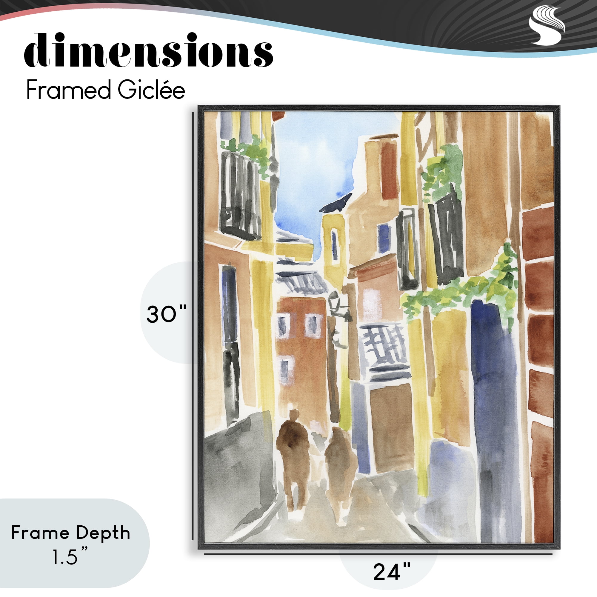 Stupell Industries Calles de Madrid Architecture Black Framed Giclee Art, design by June Erica Vess