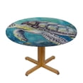 thumbnail image 3 of JEUXUS Turtle Seahorse Round Tablecloth with Elastic Edge,Watercolor Ocean Coral Seaweed Starfish Fitted Table Cloth Waterproof Wipeable Table Cover for Dining Kitchen Party Patio Tables Diameter, 3 of 7
