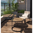 thumbnail image 2 of Yoneston 27.6" Round Coffee Table Set of 2, Wood Marble Pattern Top with Sturdy Metal Frame for Living Room Bedroom Balcony Yard, Brown, 2 of 9