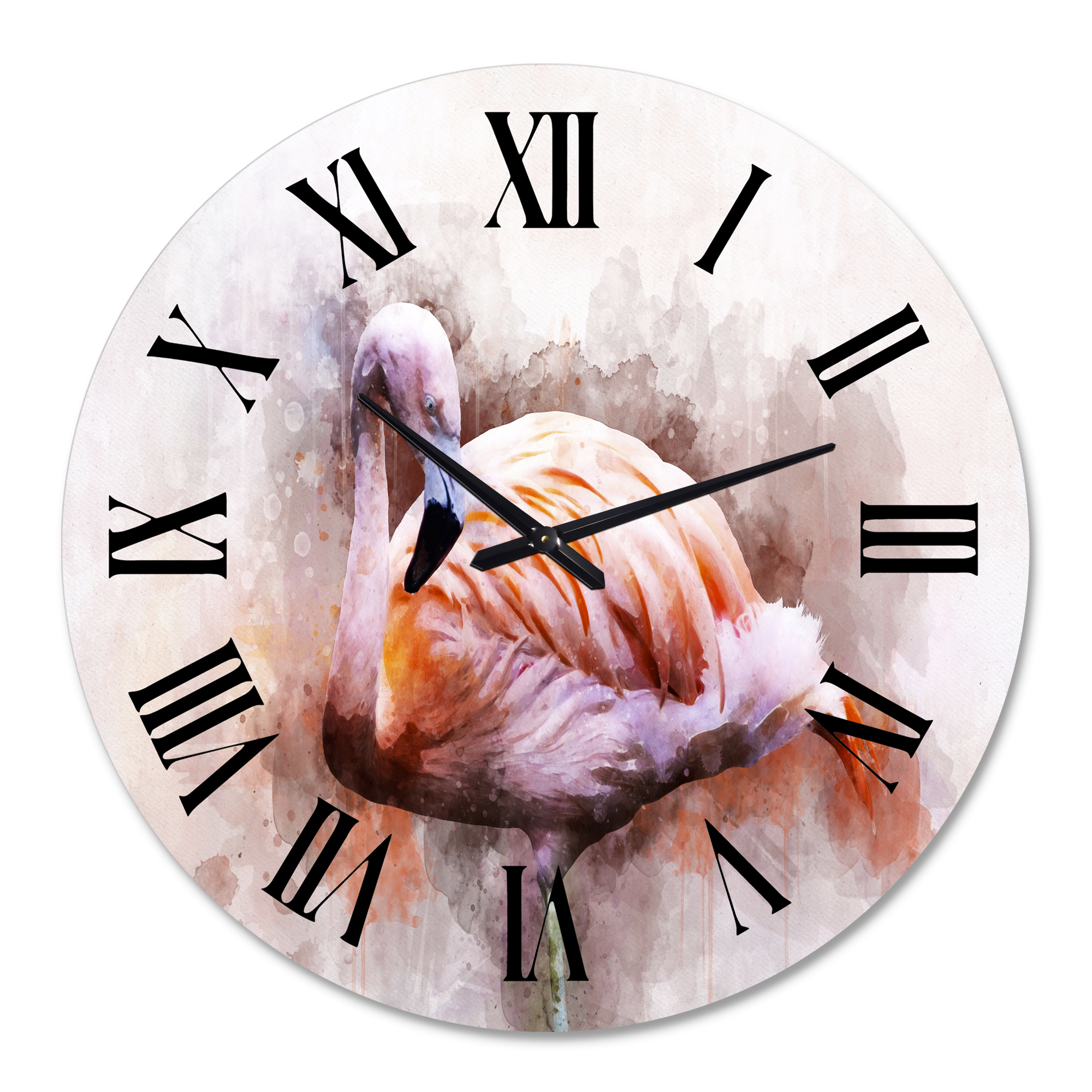 Designart 'Portrait Of Pink Flamingo Iii' Farmhouse Wall Clock