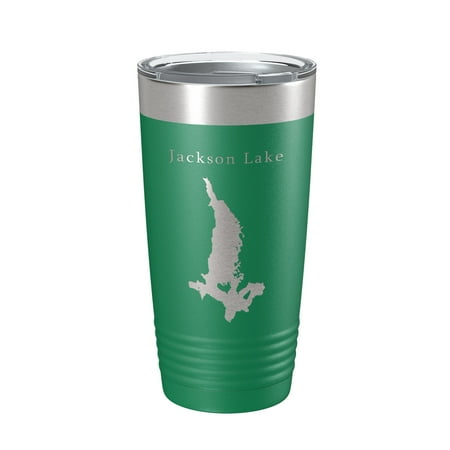 

Jackson Lake Map Tumbler Travel Mug Insulated Laser Engraved Coffee Cup Grand Teton Wyoming 20 oz Green