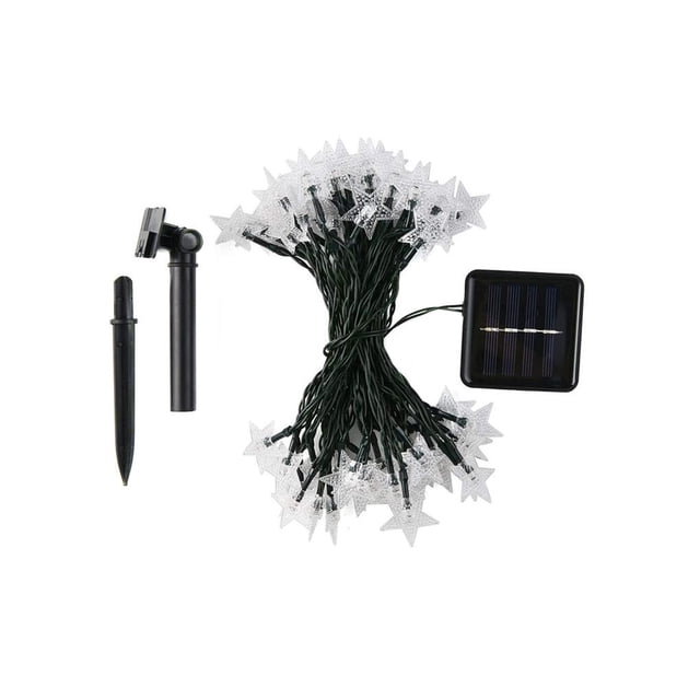 Wosthever LED impermeable solar al aire libre pentagrama cadena de luz estrella de cinco puntas cadena de luz decorativa estrella centelleante hada cadena Iluminación navideña Numero 3 Wosthever HA024763-03