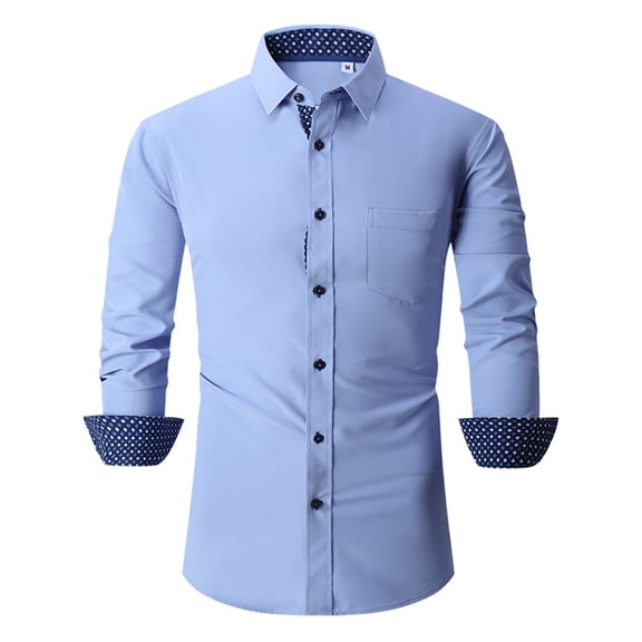 Men's Shirts Men's Dress Shirt Regular Fit Solid Men's Casual Button Down Shirts Regular Fit Long Sleeve Stretch Shirts Tops Summer Fall Beach Wedding Shirt