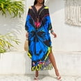 thumbnail image 4 of Domuza Kaftan Dresses Women Batwing Sleeve V Neck Moo Moos Colorful Print Cover Ups Caftan Beach Dresses Dresses Summer Hawaiian Dress Loungewear Dark Blue One Size, 4 of 4