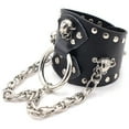 thumbnail image 4 of Bracelet Punk Réglable Large Squelette Tête Goth Bracelet Faux Cuir Bracelet, 4 of 10