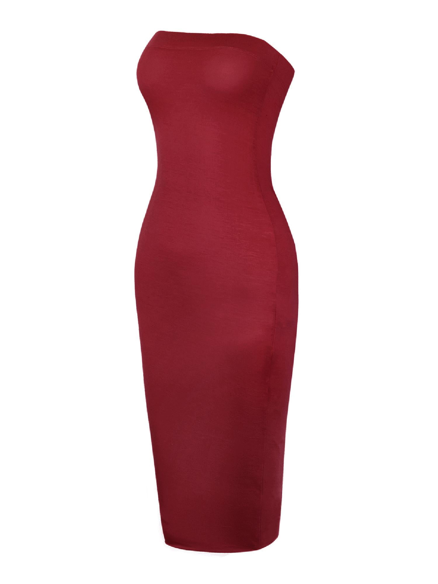 maroon tube dress
