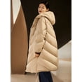 thumbnail image 2 of Abrigos largos de plumón de pato blanco para mujer, abrigo grueso, cálido, holgado, con capucha, de gran tamaño, ligero, a la moda, ropa de mujer para el frío, 2 of 5