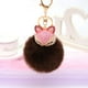 thumbnail image 4 of Llavero de bola mullida con incrustaciones de diamantes de imitación de perlas para bolso de mujer / teléfono móvil / colgante de coche (marrón oscuro), 4 of 5