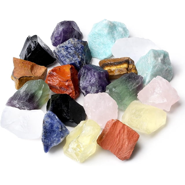 MAIBAOTA Natural Chakra Raw Crystals Bulk Healing Crystal Stones 1" Raw Rough Gemstones Rocks for Tumbling Polishing Cutting Reiki Witch Quartz Crystals