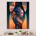 thumbnail image 2 of Designart Alien Face With Flowers 2 Hexagon Canvas Wall Art, 2 of 5
