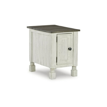 Signature Design by Ashley Havalance Chairside End Table with USB Charging, White/Gray