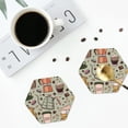 thumbnail image 4 of Honeii Coffee Makers Macaroons Chocolate print Leather Coaster Set of 4, ideal for safeguarding your furniture from drinks spills and effortless cleanup-Hexagon, 4 of 6