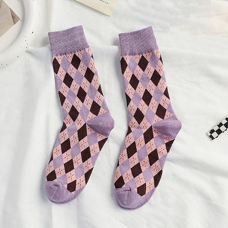 

4 pair Women Winter Leisure Casual Ringer Pattern English Sock Color Random