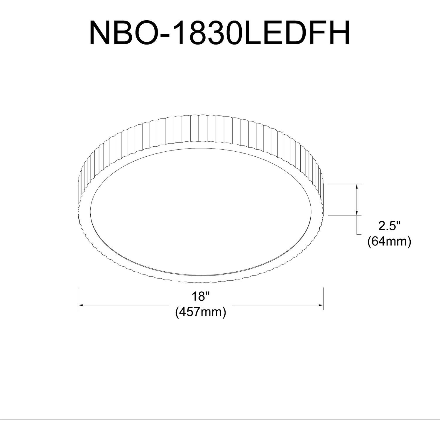 Dainolite NBO-1830LEDFH-MB 18 in. Nabisco LED Flush Mount Ceiling Light  with Acrylic Diffuser#44; Matte Black  White