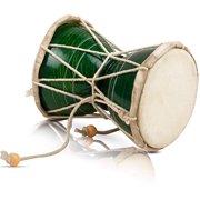 Handmade Wooden & Leather Classical Indian Folk Dumroo Damroo Damaru Hand Drum Set Percussion Decorative Collectible Showpiece World Musical Instruments (Green)