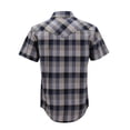 thumbnail image 2 of Men’s Western Short Sleeve Button Down Casual Plaid Pearl Snap Cowboy Shirt (#13 Blue/Light Grey, 2XL), 2 of 3
