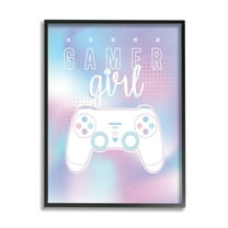 Stupell Industries Gamer Girl Pastel Typography Video Game Controller Framed Wall Art, 11 x 14, Design by Angela Nickeas