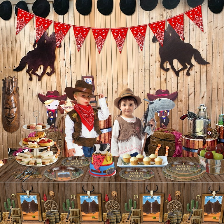 Cowboy Cowgirl Birthday Party Decor Coloring Tablecloth