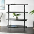thumbnail image 2 of DecMode 47" x 57" Black Wooden Oval 4-Tier Shelving Unit with Turned Legs and Beaded Edges, 1-Piece, 2 of 9