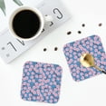 thumbnail image 4 of Rateoe Orchids Flowers Drawing Drink Coasters Set of 4 Leather Coasters Spill Protection for Table Desk,Durable and Non Slip Leather Coaster ,4 Inches Drink Mats-Square, 4 of 6