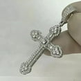 thumbnail image 2 of 1 CT Round Lab Created Diamond Cross Mens Necklace Pendant 14K White Gold Over, 2 of 2