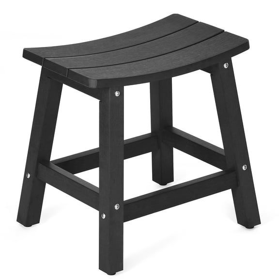 DWVO Bathroom Bench Bamboo Wood Shower Stool Non-slip Waterproof Shower Seat, Shower Bath Chairs Spa Stool, Black