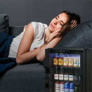 Yeego 85 Cans Beverage Refrigerator, Freestanding Beverage Cooler with Glass Door for Home/Office/Bar, Black