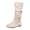 Beige, variant on Mid Calf Boots For Women Soft Matte Faux Suede Ruched Shaft Round Toe Flat Slip On Boot Footwear For Casual Autumn Outdoor Wear