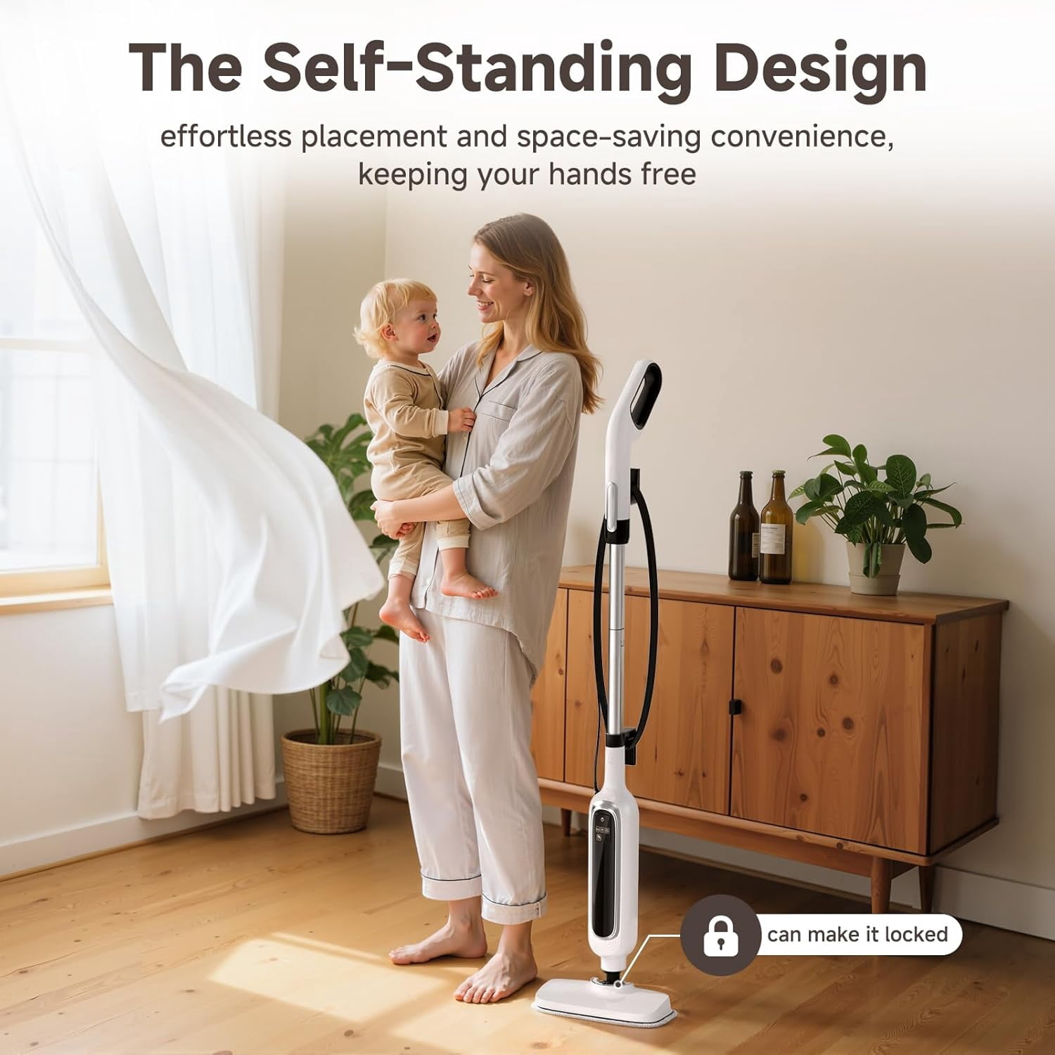 12-in-1 Steam Mop and Detachable Handheld Cleaner, 23-Foot Cord, 3 Steam Settings with LED Display, for Floors, Bathrooms, Windows, Upholstery, Fabrics, Tile Grout, and Carpets